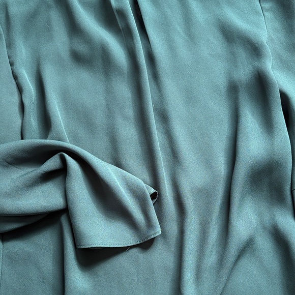 le chateau Dark Green Split-Neck Button Blouse - Picture 7 of 7